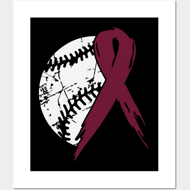 Baseball Tackle Sickle Cell Awareness Burgundy Ribbon Warrior Support Survivor Hope Wall Art by celsaclaudio506